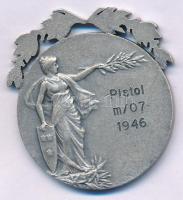 Svédország 1946. "Svéd Katonai Sportszövetség / Pisztoly m/07" kétoldalas fehérfém díjérem...