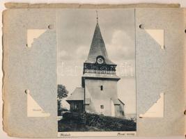 1929 Miskolc, emlék. 14 db RÉGI képeslap előre nyomtatott, fűzött papír albumban, néhány beragasztva...