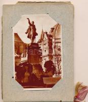 1929 Miskolc, emlék. 14 db RÉGI képeslap előre nyomtatott, fűzött papír albumban, néhány beragasztva...