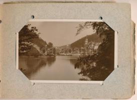 1929 Miskolc, emlék. 14 db RÉGI képeslap előre nyomtatott, fűzött papír albumban, néhány beragasztva...