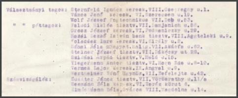 1922 Bp., Budapesti Atlétikai Klub fejléces levélpapírjára írt névsor