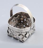 Cartier mid-century ezüst (Ag) fonott kosár alakú gyűrűtartó. Jelzett, m: 8,5 cm, nettó 46g /// Cartier mid-century silver (Ag) braided basket-shaped ring holder. Signed, height: 8.5 cm, net weight: 46 g