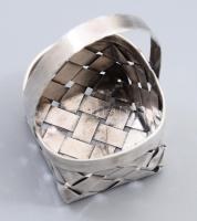 Cartier mid-century ezüst (Ag) fonott kosár alakú gyűrűtartó. Jelzett, m: 8,5 cm, nettó 46g /// Cart...