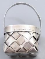Cartier mid-century ezüst (Ag) fonott kosár alakú gyűrűtartó. Jelzett, m: 8,5 cm, nettó 46g /// Cart...