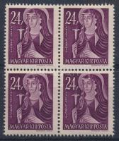 1944 Nagyasszonyok 24f négyestömb "fehér tenyér" tévnyomattal
