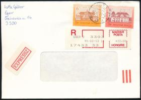1990 Számítógépes bérmentesítési jeggyel díjkiegészített ajánlott expressz levél "EGER / 3"