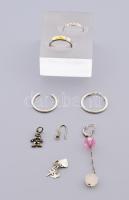 Ezüst (Ag) ékszerek, közte kővel, közte sérült, bruttó 11g