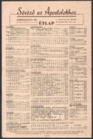 1949 Bp. Kígyó utca, Söröző az Apostolokhoz étlap