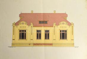 Építészeti tervrajzok és nyomatok gyűjteménye: Újabb kisépületek mintatervei c. mappa, 28 db terv a ...