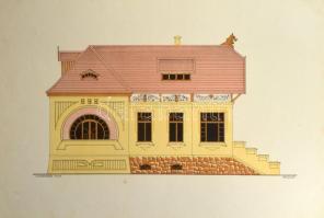 Építészeti tervrajzok és nyomatok gyűjteménye: Újabb kisépületek mintatervei c. mappa, 28 db terv a ...