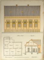 Építészeti tervrajzok és nyomatok gyűjteménye: Újabb kisépületek mintatervei c. mappa, 28 db terv a ...