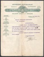 1914 Bp., Krondorfi Kútvállalat Ásványvíz-Nagykereskedés fejléces levélpapírjára írt levél