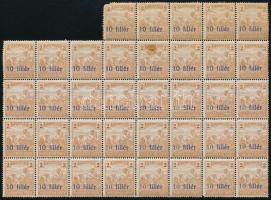 Temesvár I. 1919 Arató 10f/2f 47-es tömb, benne kis és nagy számok, Bodor vizsgálójellel (12.600) (egy bélyegen barna folt, foghibák / one stamp with brownish spot, perf. faults)