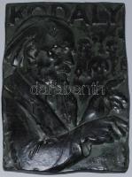 Marton László (1925 - 2008): Kodály. Kerámia plakett, kopással, jelzett, 30x21 cm
