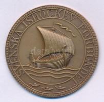 Svédország 1938. "Svéd Jégkorong Szövetség" kétoldalas bronz díjérem, hátoldalán "C.G. HALLBERG" gyártói jelzéssel (35mm) T:AU Sweden 1938. "Svenska Ishockey Forbrundet" two-sided bronze award medal with "C.G. HALLBERG" maker's mark on the reverse (35mm) C:AU