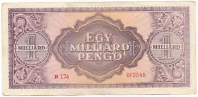 1946. 1.000.000.000P "R 174 093549" előlapon látványos színeltolódással (2x) T:F