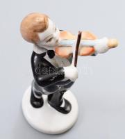 Hollóházi hegedűs + Aquincum cipőfűző fiú + Zsolnay Annuska, jelzett, kis kopással