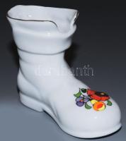 Kalocsai porcelán cipő kisváza, jelzett, hibátlan, m: 7 cm