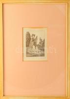 Kovács Tamás (1942-1999): Duett. Litográfia papír, jelzett, üvegezett fakeretben, 18x13 cm