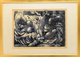 Tot, Amerigo (1909-1984): Akt pár Ádám és Éva. Rézkarc, mezzotinto, papír, jelzett, üvegezett keretb...