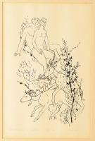 Reich Károly (1922-1988): Daphnis és Khloé. Szitanyomat, papír, jelzett, számozott 70x70 31,5×22,5 cm