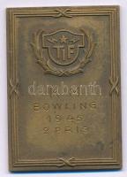 Svédország 1945. Tegnérhofs-i Sportegyesület "TIF - K M Bowling 2. díj" egyoldalas bronz díjérem, hátoldalán "LAGERSTRÖME" gyártói jelzéssel (36x50mm) T:AU,XF Sweden 1945. Tegnérhofs Idrottsförening "TIF - K M Bowling 2 pris" one-sided bronze award medal with "LAGERSTRÖME" maker's mark on the reverse (36x50mm) C:AU,XF