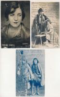 Fedák Sári - 3 db RÉGI képeslap vegyes minőségben: János Vitéz, Papp Miskával és Medgyaszay Vilmával, Halmi Foto / 3 pre-1945 Hungarian actress postcards in mixed quality