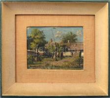 Hárencz János (1899-1969): Petőfi Sándor szülőháza. Kiskőrös. Olaj, karton, jelzett. fakeretben, 11×...