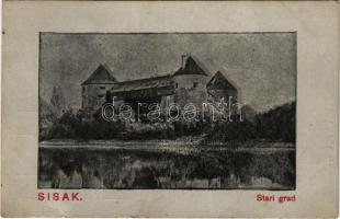 1918 Sziszek, Sisak; Stari grad. Janka Dujak / vár / castle (gyűrődések / creases)