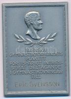Svédország DN "A Svéd Torna Szövetség plakettje 15 éves aktív részvételért a torna gyakorlatokban" egyoldalas, ezüstözött bronz emlékplakett, névre szóló gravírozással (53x74mm) T:AU Sweden ND "Svenska Gymanstikförbundets plakett för 15-arigt intres-serat deltagande i gymnastikövningar till" one-sided, silver-plated bronze commemorative plaque with engraved name (53x74mm) C:AU