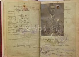 1931 Sulkowszky Zoltán a világot Harley Davidsonon megkerülő Bartha-Sulkowszky páros tagjának útlevelei összesen 3 db egybekötve, bennük pecsétekkel és vízumokkal a világ minden tájáról. Ilyen összeállítás igazi ritkaság! / Original passport of Zoltan Sulkowszky  motorbiker who rode arount the world on Harley Davidson morotbike in 6 years with Gyula Bartha. 3 passports bound together with visas and seals from all over the world. Such accumulation of visas is unique!