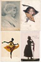 4 db RÉGI képeslap: hölgyek / 4 pre-1945 ladies art postcards