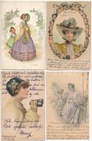 4 db RÉGI képeslap: hölgyek / 4 pre-1945 ladies art postcards