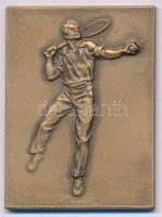Svédország 1951. "Tenisz" egyoldalas bronz díjplakett, "SPORRONG&amp;CO" gyártói jelzéssel- és gravírozással a hátoldalon (35x47mm) T:AU Sweden 1951. "Tennis" one-sided bronze award plaque with "SPORRONG&amp;CO" maker's mark- and engraved text on the reverse (35x47mm) C:AU