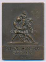 Svédország 1936. "Stockholmi Játékok" egyoldalas bronz díjplakett, "C.C.SPORRONG&amp;CO. STOCKHOLM" gyártói jelzéssel a hátoldalon (34x47mm) T:XF Sweden 1936. "Stockholms Spelen" one-sided bronze award plaque with "C.C.SPORRONG&amp;CO. STOCKHOLM" maker's mark on the reverse (34x47mm) C:XF
