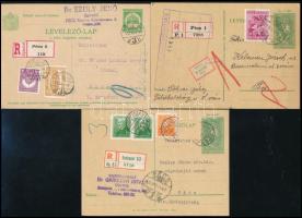 16 db díjjegyes küldemény díjkiegészítésekkel, közte ajánlott is