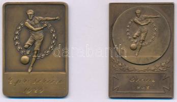 Svédország 1929-1932. "Labdarúgás" (2xklf) egyoldalas bronz díjplakett, "ALOIS RITTER STOCKHOLM" gyártói jelzéssel a hátoldalukon (~35,5x50,5mm ; 35x51mm) T:XF Sweden 1929-1932. "Football" (2xdiff) one-sided bronze award plaque with "ALOIS RITTER STOCKHOLM" maker's mark on the reverses (~35,5x50,5mm ; 35x51mm) C:XF