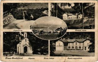 1939 Bankó-fürdő, Bankófüred, Bankov (Kassa, Kosice); Lujza-forrás, Fenyves, Bankói nagyszálloda, Kápolna / spring source, forest, hotel, chapel (fa)
