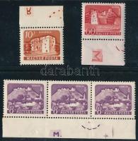 1960 Várak 3 különböző bélyeg az ívszélen nyomdai betűjelekkel