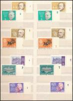 1966 Évfordulók - Események 7 klf bélyeg 2-2 példányban, az egyiken 1-es, a másikon 2-es ívszéli nyomdai jelzésekkel. Ritka kínálat!