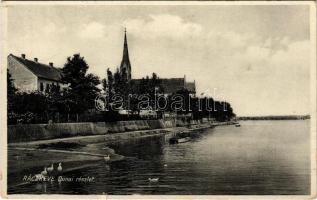 1936 Ráckeve, Dunai részlet. Kenessey György kiadása. A címzett Dr Dvihally Anna Mária (1917-1982) könyvtáros, A budai szőlőművelés története c. könyv szerzője (kopott sarkak / worn corners)