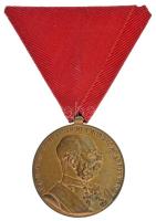 1898. "Jubileumi Emlékérem Fegyveres Erő Számára / Signum memoriae (AVSTR)" bronz kitüntetés eredeti mellszalagon T:XF Hungary 1898. "Commemorative Jubilee Medal for the Armed Forces" bronze decoration with original ribbon C:XF NMK 249