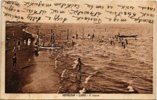 1927 Venezia, Venice; Lido, il mare. Luigi Baessato / beach, bathers + "VENEZIA FERROVIA" (fa)