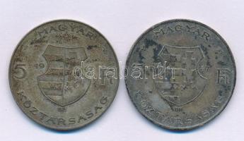 1947. 5Ft Ag "Kossuth" (2x) T:F patina Adamo F8.1