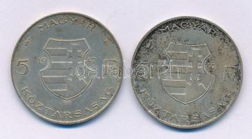 1947. 5Ft Ag "Kossuth" (2x) T:XF,VF patina Adamo F8.1