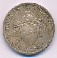 1938. 5P Ag "Szent István" T:AU patina Adamo P8.1