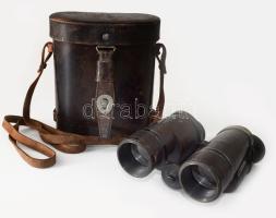 cca 1902 C. P. Goerz Berlin Trieder Binocle távcső, bőr tokjában, kopással, 13x11 cm