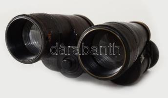 cca 1902 C. P. Goerz Berlin Trieder Binocle távcső, bőr tokjában, kopással, 13x11 cm