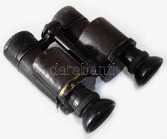 cca 1902 C. P. Goerz Berlin Trieder Binocle távcső, bőr tokjában, kopással, 13x11 cm