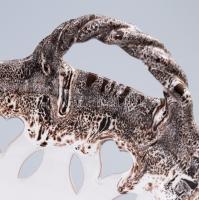 Csorgatott mázas kosár alakú kerámia gyümölcskínáló, hibátlan, 24x16 cm